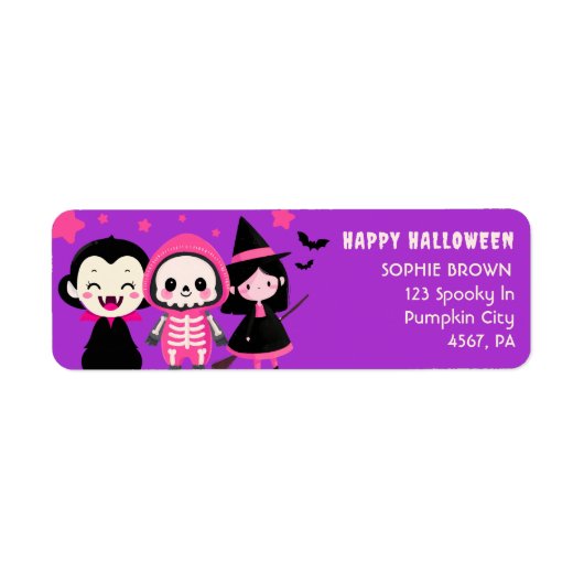 Vampire Witch Skeleton Halloween Retouradres Etiket (Voorkant)