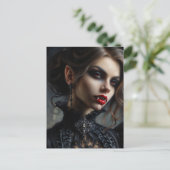 Vampire Woman With Fangs Gothic Portrait Briefkaart (Staand voorkant)