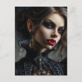 Vampire Woman With Fangs Gothic Portrait Briefkaart (Voorkant)