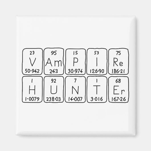 VampireHunter, phrase de table périodique aimant (Devant)