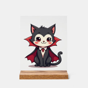 Vampirekat � Leuk Halloween Huisdier T-shirt Acryl Bord