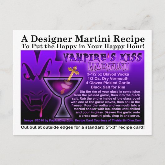 Vampire's Kiss Martini Recept Briefkaart (Voorkant)