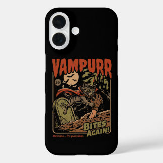 Vampurr Bijt Opnieuw! Grappige Kat Halloween Vinta iPhone 16 Hoesje