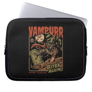Vampurr Bijt Opnieuw! Grappige Kat Halloween Vinta Laptop Sleeve