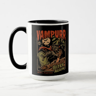 Vampurr Bijt Opnieuw! Grappige Kat Halloween Vinta Mok