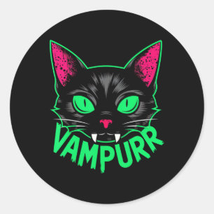 Vampurr Cat Vampire Kat Halloween Cats Spooky Pe Ronde Sticker