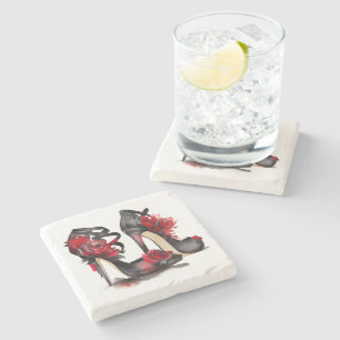 Vampy Mode   Strappy Enkelstiletto's met Rozen Stenen Onderzetter