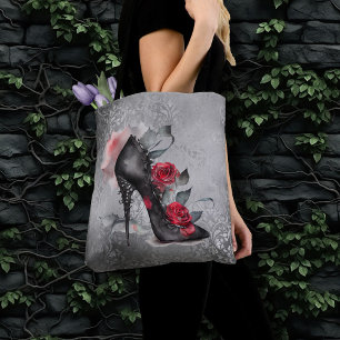 Vampy Spiked Stiletto Red Rose High Heel Grunge Draagtas