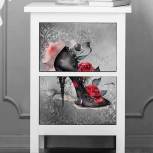 Vampy Spiked Stiletto Red Rose High Heel Grunge Tissuepapier