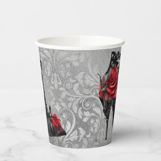 Vampy Vogue Grunge | Stiletto Lace Bootie Rozen Papieren Bekers (Links)