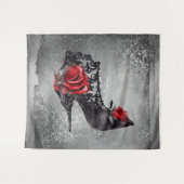 Vampy Vogue Grunge | Stiletto Lace Bootie Rozen Wandkleed (Voorkant (horizontaal))