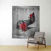 Vampy Vogue Grunge | Stiletto Lace Bootie Rozen Wandkleed (In situ)