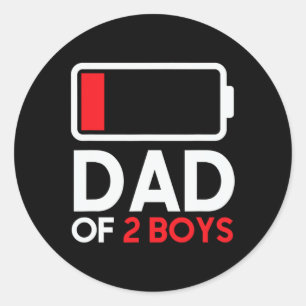 van 2 jongens lage batterij grappige vaders dag vo ronde sticker