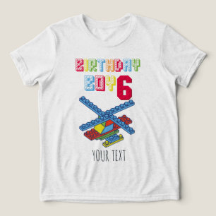 van 6 jaar Bouwsteen gepersonaliseerde verjaarda Tri-Blend Shirt