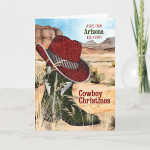 van Arizona Cowboy Kerstmis Western Laars Feestdagen Kaart