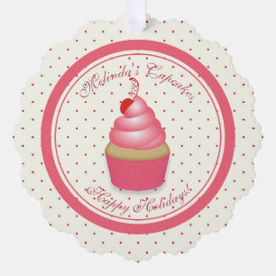 Van bedrijf of bakker Cupcake-cadeaubijslagschilde Ornament Kaart