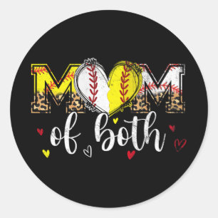 Van beide honkbal softbal hart luipaard moeders da ronde sticker