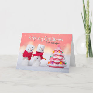 Van beide prettig kerstfeest marshmallow sneeuwman feestdagen kaart