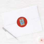 Van bevestigingsponsor, duif en kruis op rood ronde sticker (Envelop)
