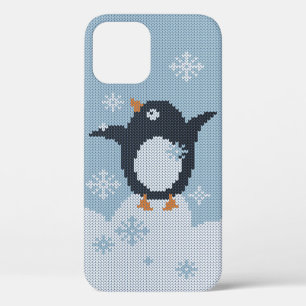 Van brei afkomstige pinguïn Snowflakes WinterFeest iPhone 12 Hoesje