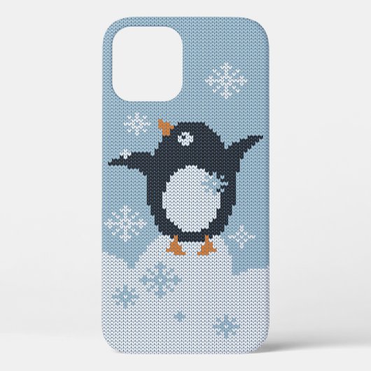 Van brei afkomstige pinguïn Snowflakes WinterFeest Case-Mate iPhone Case (Achterkant)