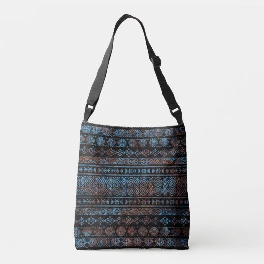  van Bronze en Rust Aztec Peruaanse stampat Crossbody Tas (Achterkant)