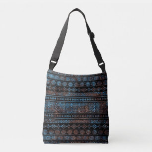 van Bronze en Rust Aztec Peruaanse stampat Crossbody Tas