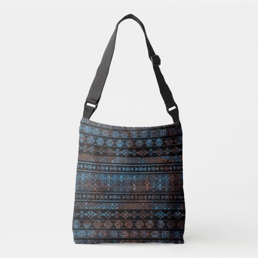  van Bronze en Rust Aztec Peruaanse stampat Crossbody Tas (Voorkant)