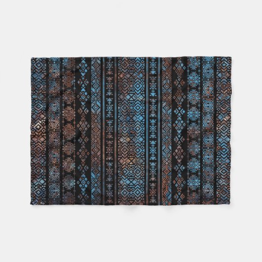  van Bronze en Rust Aztec Peruaanse stampat Fleece Deken (Voorkant (Horizontaal))