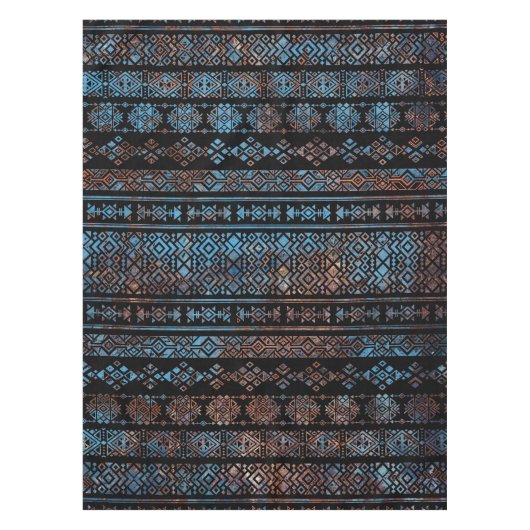 van Bronze en Rust Aztec Peruaanse stampat Tafelkleed (Voorkant)
