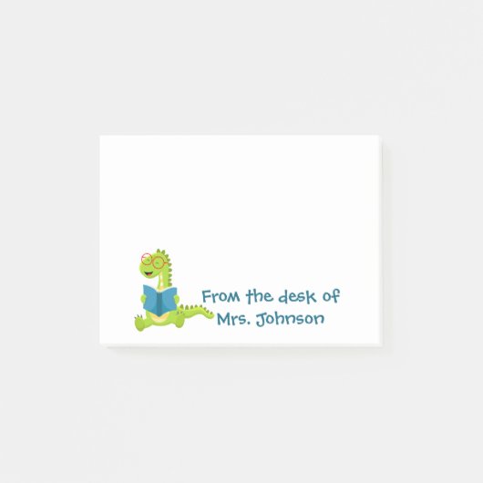 Van bureau van Elementary Teacher Dino reader Post-it® Notes (Voorkant)