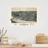Van Buren, AR Panorama Kaart - 1888 Poster (Keuken)