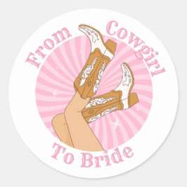 van cowgirl tot bruid vrijgezellenfeest  ronde sticker