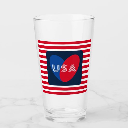 Van de Amerikaanse Patriottische Red White Blue Fu Glas (Voorkant)