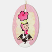 Van de bakkers het reuzecupcake van de vrouw keramisch ornament (Links)