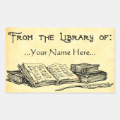 Van de Bibliotheek van de Aangepaste Bookplaat van Rechthoekige Sticker (Voorkant)