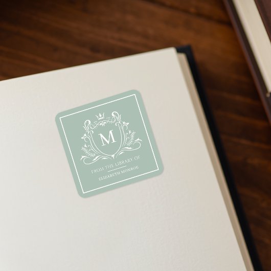 Van De Bibliotheek Van Monogram Boekplaat Sticker