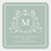 Van De Bibliotheek Van Monogram Boekplaat Sticker (Voorkant)