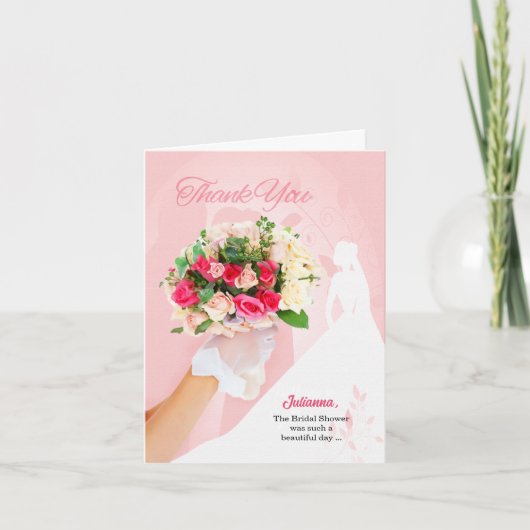 van de Bride Pink Bridal Gown Bedankkaart (Voorkant)