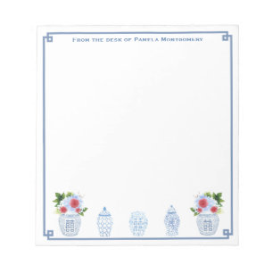 van de bureau van Chinoiserie Chic Red White Blu Notitieblok