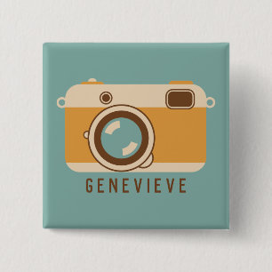 Van de camera van de retrospectieve Aangepaste Pin Vierkante Button 5,1 Cm