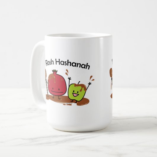 Van de de appelgranaatappel van Hashanah van Rosh Koffiemok (Voorkant links)