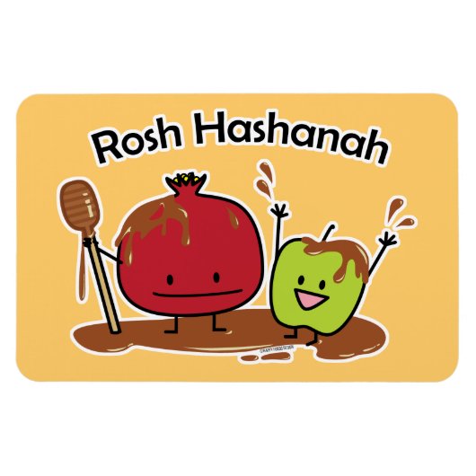 Van de de appelgranaatappel van Hashanah van Rosh Magneet (Horizontaal)
