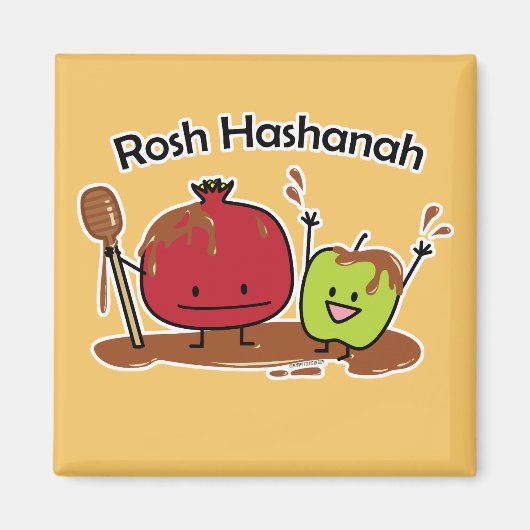 Van de de appelgranaatappel van Hashanah van Rosh Magneet (Voorkant)