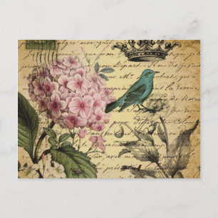 van de de hydrangea hortensiavogel van het briefkaart