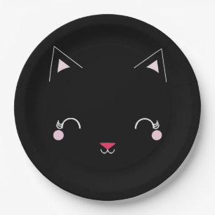 van de de kattenVERJAARDAG van het kawaiikat het Papieren Bordje