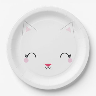 van de de kattenVERJAARDAG van het kawaiikat het Papieren Bordje