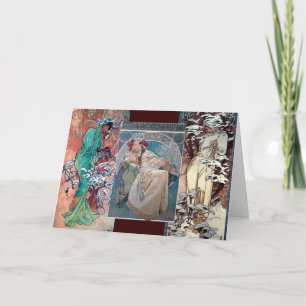 Van de de winterprinses van Mucha de collageart Kaart