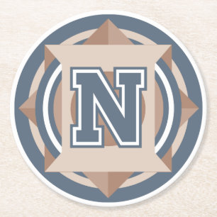 Van de douane het Aanvankelijke "N" Monogram Ronde Kartonnen Onderzetter