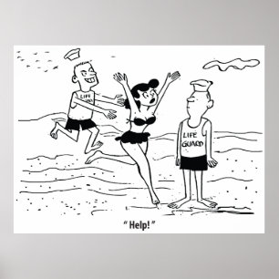 Van de ene strandwacht tot de andere, grappige vin poster
